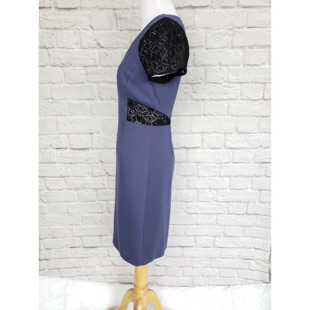 Rebecca Taylor Blue Harbour Ponte Knit Sheath Dress Black Lace Detail Sz 2 - Picture 6 of 16